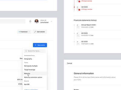 Report Components clean ui design desktop dropdown filter fintech fintory history interface language switch list report ui ux