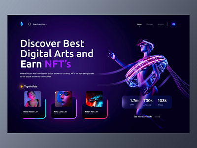 NFT Marketplace | Based On Metaverse 3d concept dark dark header dark mode dark ui dotchallenge header interface market marketplace metaverse midschallenge nft nft concept nft interface nft marketplace nft ui ui ui design