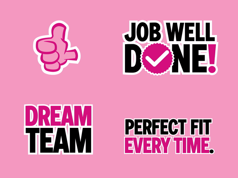 Pink Panther Custom Animated Stickers for Social Media after effects animation branding dream team gif graphic design illustration illustrator motion graphics sparkle thumbs up type typography