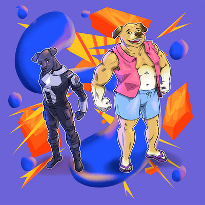 My Dogs as Suicide Squad Characters character design comic book art concept art graphic design hero image illustration