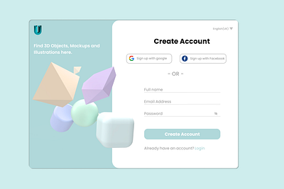 Sign up page UI-Design 3d createpage design graphic design logo motion graphics signup signuppage ui uidesign ux uxdesign