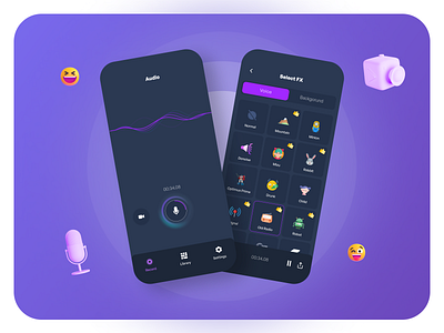 Metavoice - Ai Voice Changer | UI Design app fun soundfx ui uidesign userinterface ux voice voicechanger voicefx