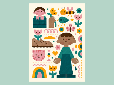 Over the wall character childrens illustration cute flower illustration kids kids illustration nature