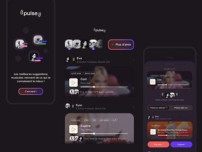 Pulse: another social network, but based on music mobile mobile app social network ui ux