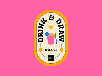 Drink and Draw badge colorful design digital illustration digitalart drink graphic design illustration illustrator linework logo vector