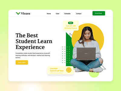 Vlearn Course design landing page ui ux