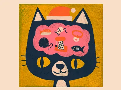 Christmas Wishes - Cats Delight cat christmas cute design flat illustration midcentury modern retro vintage