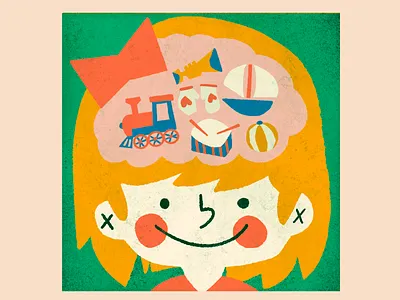 Christmas Wishes - Gift Parade christmas cute design flat girl illustration kids midcentury modern retro vintage