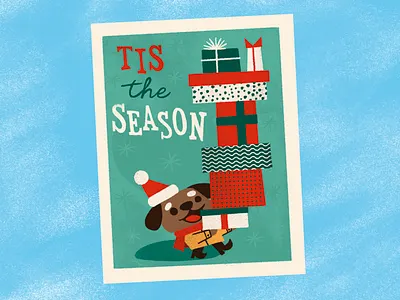 Rude Pets Club Christmas - Tis the season christmas cute design dog flat illustration merch design midcentury modern product design retro vintage