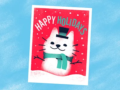 Rude Pets Club Christmas - Happy Holidays cat christmas cute design flat illustration merch design midcentury modern product design retro snowman vintage