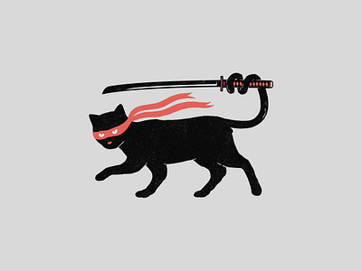 Ninja Cat animal animals cartoon cat clothing cute design drawing funny illustration katana logo ninja samurai t shirt t shirt design warrior