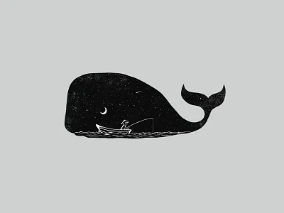 Night Fishing animals beach clothing drawing fish fishing funny illustration monochrome night ocean space t shirt t shirt design whale
