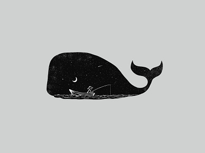 Night Fishing animals beach clothing drawing fish fishing funny illustration monochrome night ocean space t shirt t shirt design whale