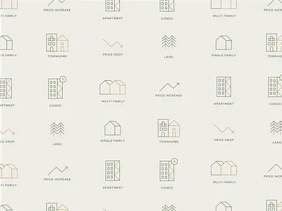 Real Estate Icons brand design branding design geometric gold green icon icon design illustration monolinear real estate realty vector