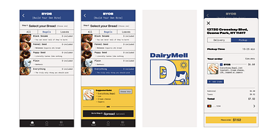 Dairy Mell | Bodega Deli App add to cart branding checkout deli design food delivery graphic design icon logo design ordering app payment flow typography ui ux vector