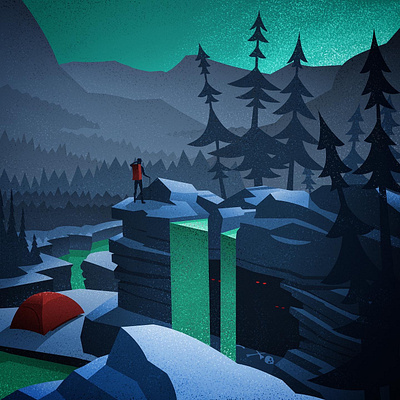 Careful where you camp backcountry bigfoot canadian artist illustration mystery outdoors retro vintage yeg yeti