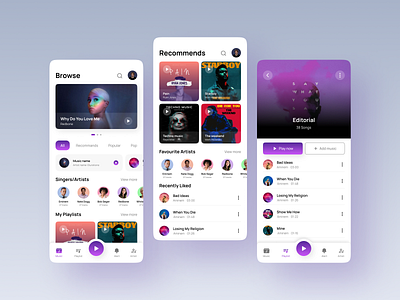 Music app ui adobe xd app app design design figma freelancer graphic design ios mobile app mobile app ui music song ui user experience userinterface