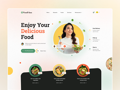 Food Delivery Landing page 2022trend delivey eat ecommerce food food delivery food oder foodi homepage interface landing page design minimal productdesign project restaurant uiux vegetable website