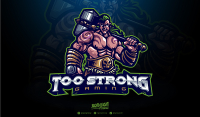 Custom Viking Mascot Logo - Too Strong Gaming barbarian design esport gaming illustration logo mascot sport streamer twitch viking