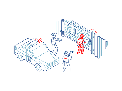 Crime scene car color crime human illustration isometric isometric illustration isometry line man police security vector