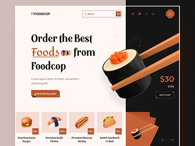 FOODCOP - Webpage design delivery design fastfood figma food foodsale kitket landing page market online market online shop redesign website sale shop template ui user interface ux website webtemplate