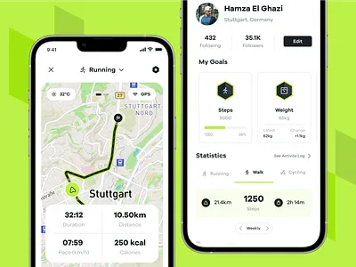 Sportly - Running Record & Profile app dashboard design fitness healthy lifestyle map minimal mobile modern profile record run sport statistics tracker trainer ui ux workout