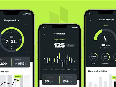 Sportly - Sleep Monitor, Heart Rate and Calories Tracker app calories chart dashboard design fitness healthy heart rate lifestyle minimal mobile modern run sleep sport tracker trainer ui ux workout