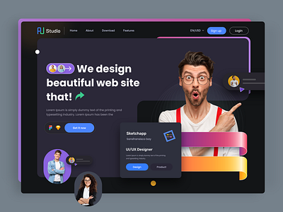 Design Skill Dark Header Exploration branding dark ui design agency design skill homepage interface landing page skill growing web design website