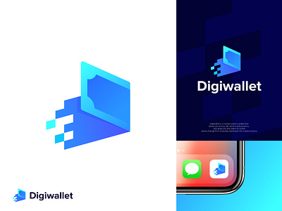 Digiwallet Logo Branding | Digital+Wallet+Dollar abstract logo brand identity brand mark branding crypto cryptocurrency cryptowallet dollar logo logo design logo designer logo mark logos logotype minimal modern logo money exchange simple symbol wallet