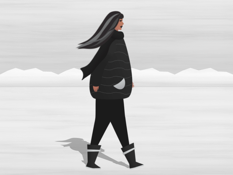 Winter walk cycle 2d 2danimation 2dwalkcycle animation characterdesign gif illustration motion graphics walkcycle