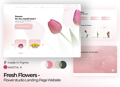 Fresh Flowers - Flower studio Landing Page Website app branding design figma flowers freelance graphic design illustration logo photoshop project ui ux web design