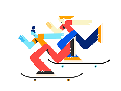 Boarding boarding bold clean colorful design diversity flat friends geometric girl girls graphic design illustration minimal shapes skateboard style vector woman women