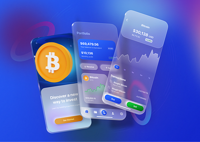 Crypto App 2022 bitcoin blockchain crypto crypto app crypto wallet cryptocurrency ethereum figma flat gradient investment app minimal mobile app mobile design nft product design ui ux wallet