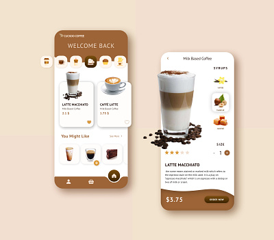 Coffee Shop Mobile App app cafe coffeeshop graphic design ui