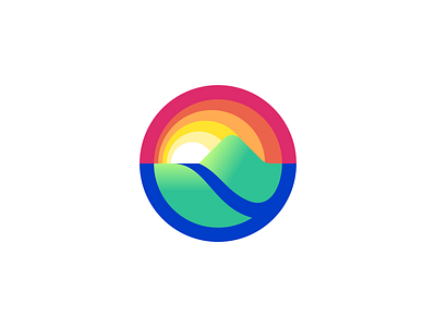 Naturescape Logo Design app badge brand branding colorful crest design finance fintech icon logo modern mountain nature sun symbol tech technology vibrant water