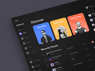 Myousic : Music Player Dashboard 3d animation app dark dashboard dating food landing light logo management mobile mode motion graphics music nft page player task ui