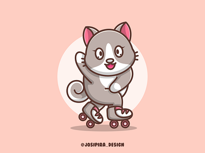 CAT AND ROLLER SKATES america app apparel branding california canada cartoon cat design dubai florida graphic design identity illustration logo logoroom logos mexico texas usa