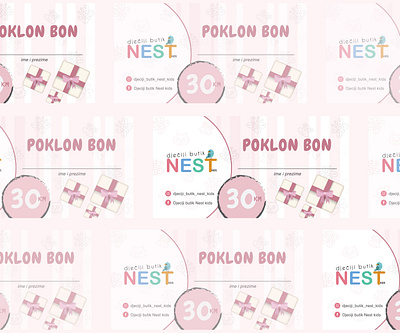 Voucher bird boutique colors design gift gift voucher graphic design kids logo nest nest kids page layout pink print material sale surprise voucher