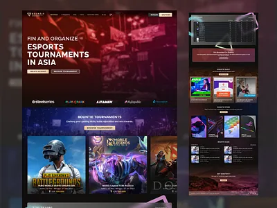 Redesign Tournament Website, Landing Page app branding dark design ecommerce free fire game game ui illustration landing page logo mobile legend pubg tournament ui ux vector