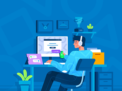 Work As Freelancer character flat illustration freelancer illustration illustrations setup vector illustration work workspace