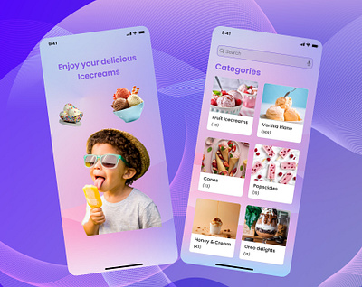 Ice Cream Mobile App app design graphic design ice cream mobile app ui ux web design