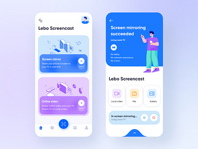 screen mirroring app illustration mobile online video photo scan code screen mirroring screencast swipe up interaction ui ui illustrator