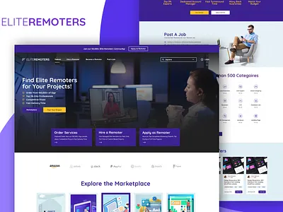 Eliteremoters Landing Page UI Design employment fiverr freelancing job board job postings landing page recruitment remotejob ui design upwork website design