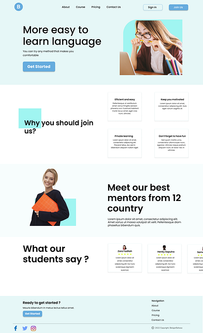 BelajarBahasa Landing Page design landing page ui