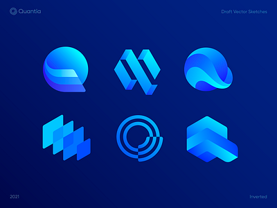 Quantia Draft Vector Sketches block coin cyrrence finance icon letter q logo logodesign logotype monogram nft q sign symbol token wave