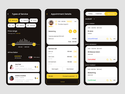 Saloon App Design mobile app design saloon app
