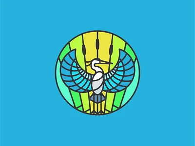 Stained Glass Heron animal vector bird blue heron fishing heron stained glass vibrant