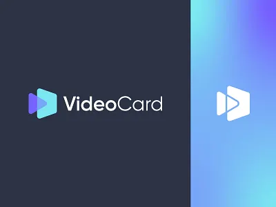 VideoCard Logo Design Concept 2 blue brand branding card icon color colorful design graphic design icon illustration inovation logo logodesign minimal play play icon purple tech videocard