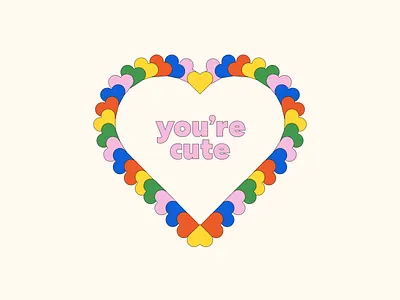 You're Cute cute cutie design greeting card heart illustration pattern stationery valentine valentines day