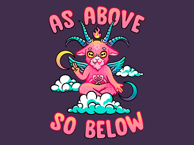 As Above So Below baphomet cute devil goat illustration occult pagan pink witchcraft witchy